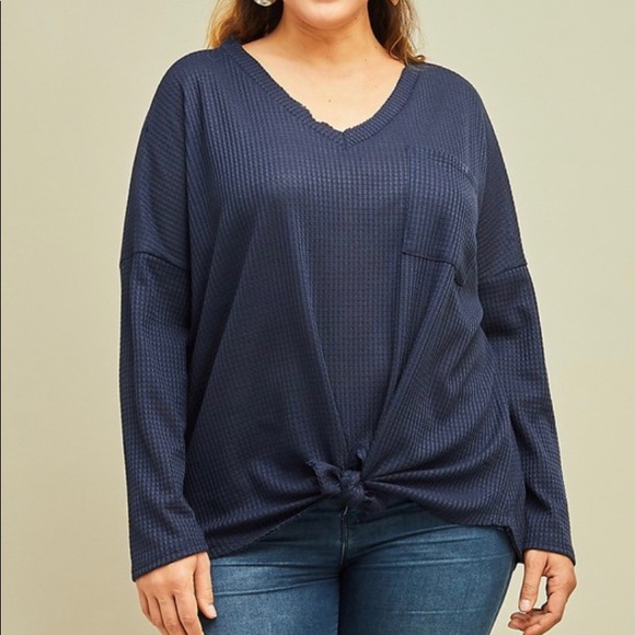Tops - Plus Size Waffle Knot Top